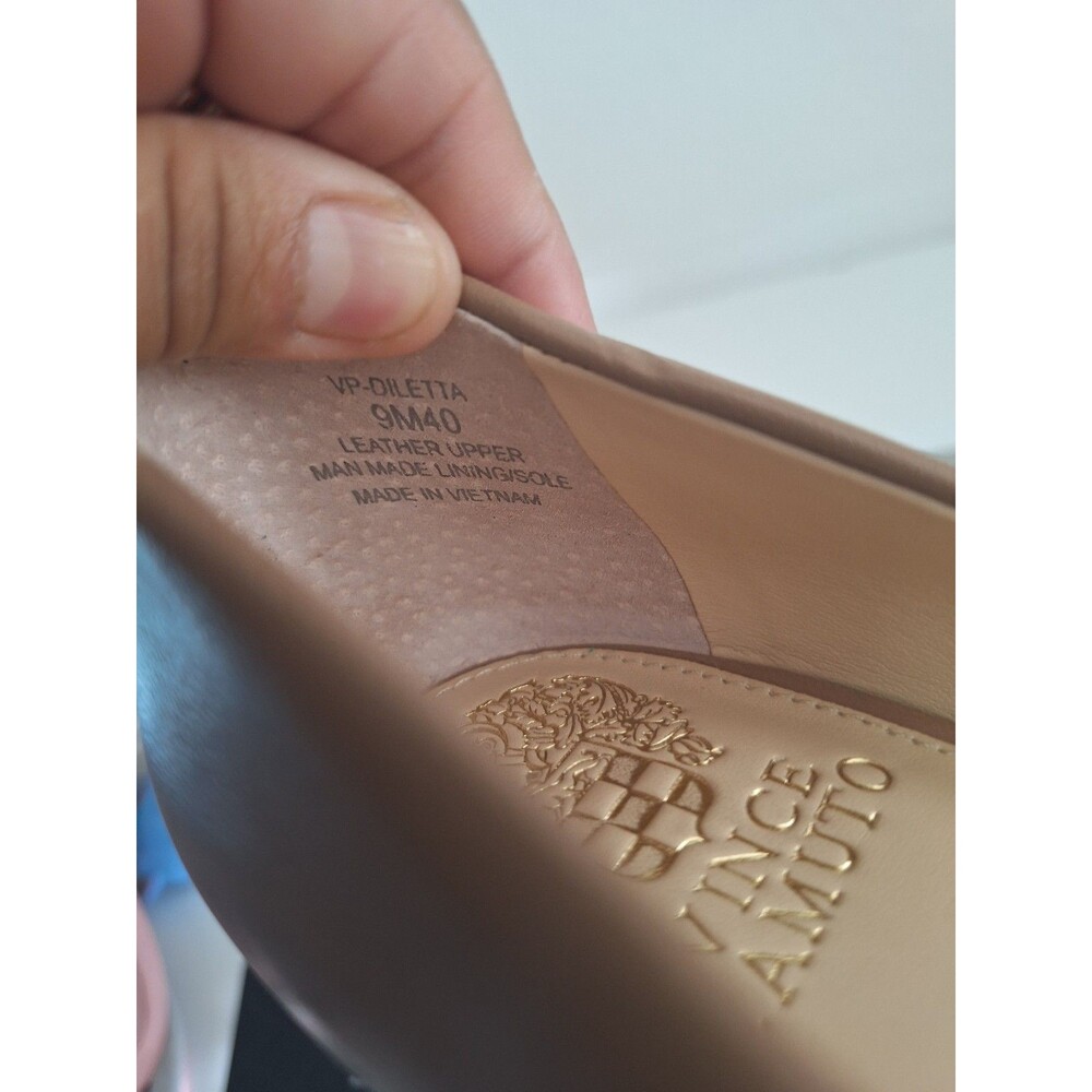 Vince Camuto Diletta High Heel Pump Leather Beige Wedge Shoe 9M - Picture 6 of 8